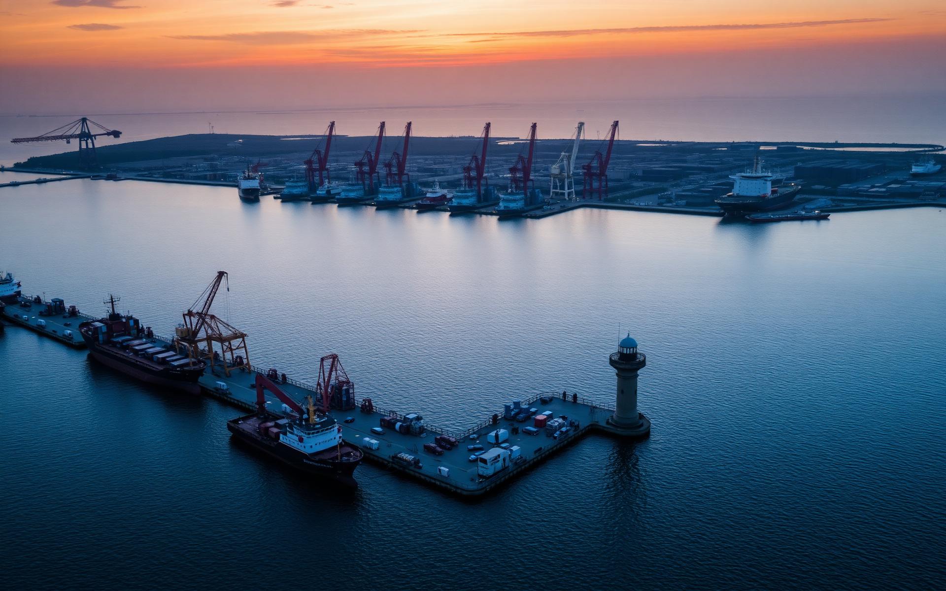 Pelabuhan swasta saat senja